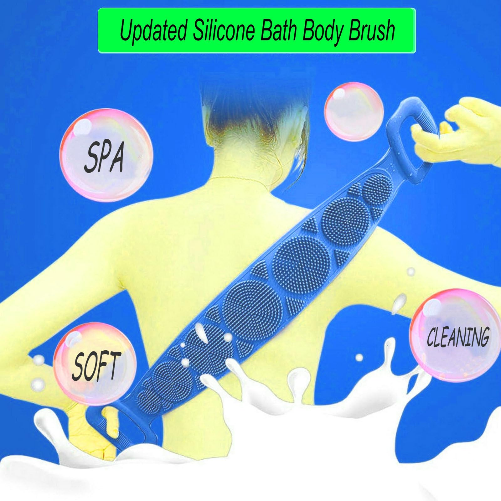 35 Inch Extra Long Silicone Back Scrubber & Body Brush - Exfoliating Shower Brush with Handle for Men & Women - Perfect for Deep Cleansing, Back Exfoliation & Spa-Like Bath Experience