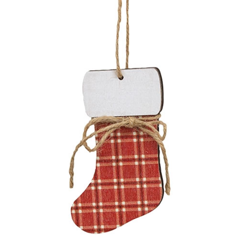 Festive Red Plaid Christmas Stocking Ornament with Jute Hanger - Perfect for Holiday Tree Decor, Fireplace Mantel, and Gift Exchange Party Favors