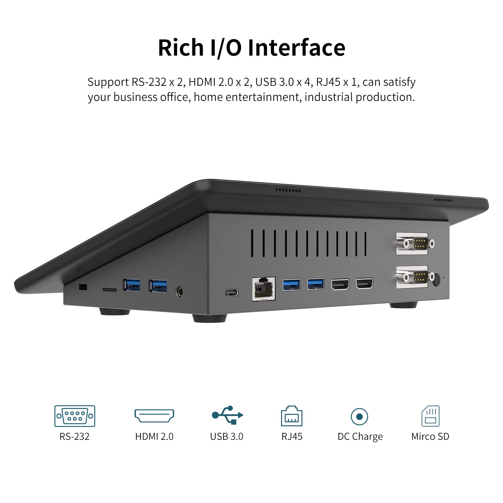 HIGOLEPC Mini PC - 10.1 Inch Touchscreen Windows 11 Pro Mini Computer, Intel Celeron J4125 8GB RAM 128GB SSD, Dual R232 HDMI Ports, Bluetooth 5.2, WiFi 5.0, Type-C, Auto-Boot - Perfect for Home Office, Digital Signage, and Industrial Control Systems