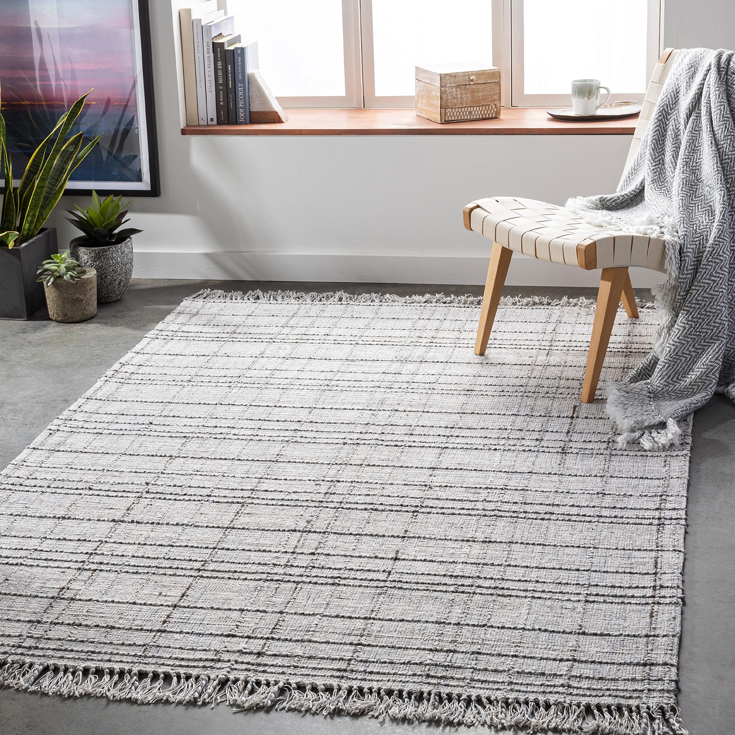 Mark&Day Modern 9x12 Area Rug - Light Gray, White & Brown Soft Carpet for Living Room, Bedroom, Kitchen - 8'10