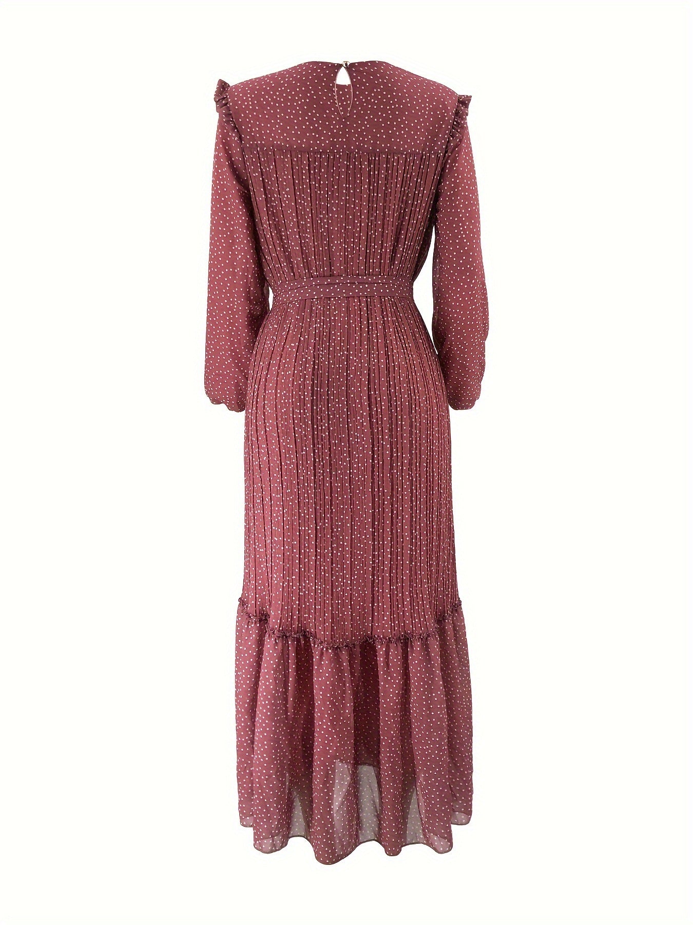 Polka Dot Chiffon Belted Elegant Dress for Women - Perfect for Cocktail Parties, Weddings & Special Occasions