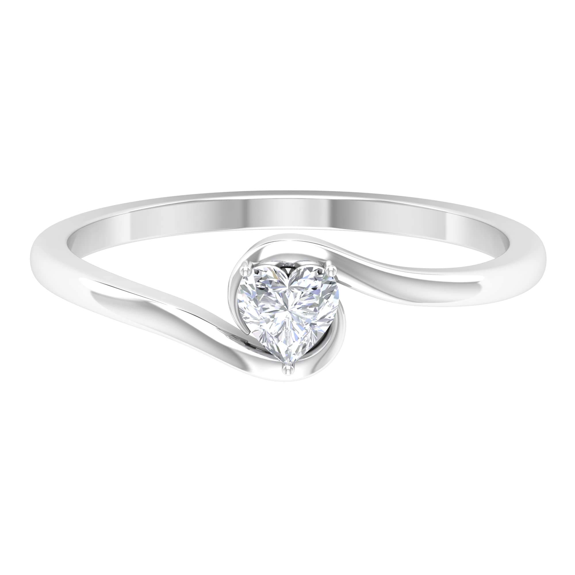 1/4 CT Heart-Shaped Moissanite Solitaire Ring for Women - 14K Solid Gold Bypass Engagement Ring | Perfect for Valentine's Day, Anniversary & Proposal Gifts