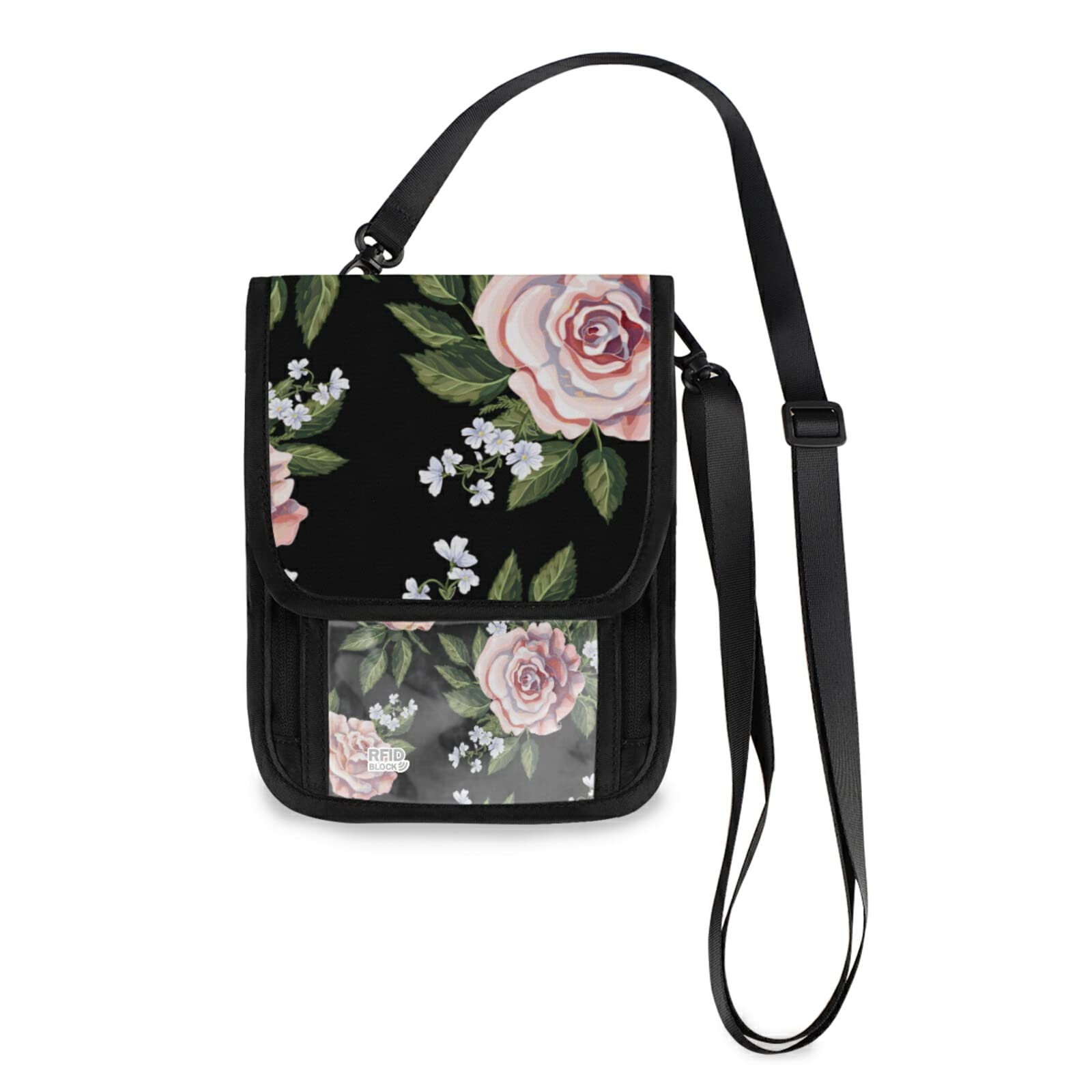 Women's Small Crossbody Phone Purse Bag - 5 Tea Roses Bouquet Mini Messenger Shoulder Handbag for iPhone & Wallet | Perfect for Travel, Shopping & Daily Use