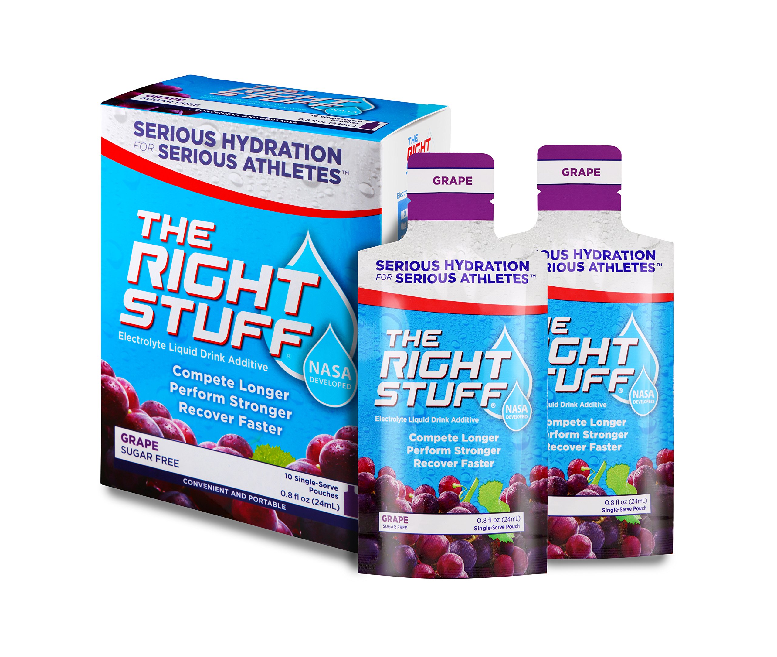 The Right Stuff Electrolyte Drink Concentrate - 10 Pouch Box - Grape Flavor | Hydration Powder for Athletes, Workout & Outdoor Activities | Fast Recovery & Energy Boost