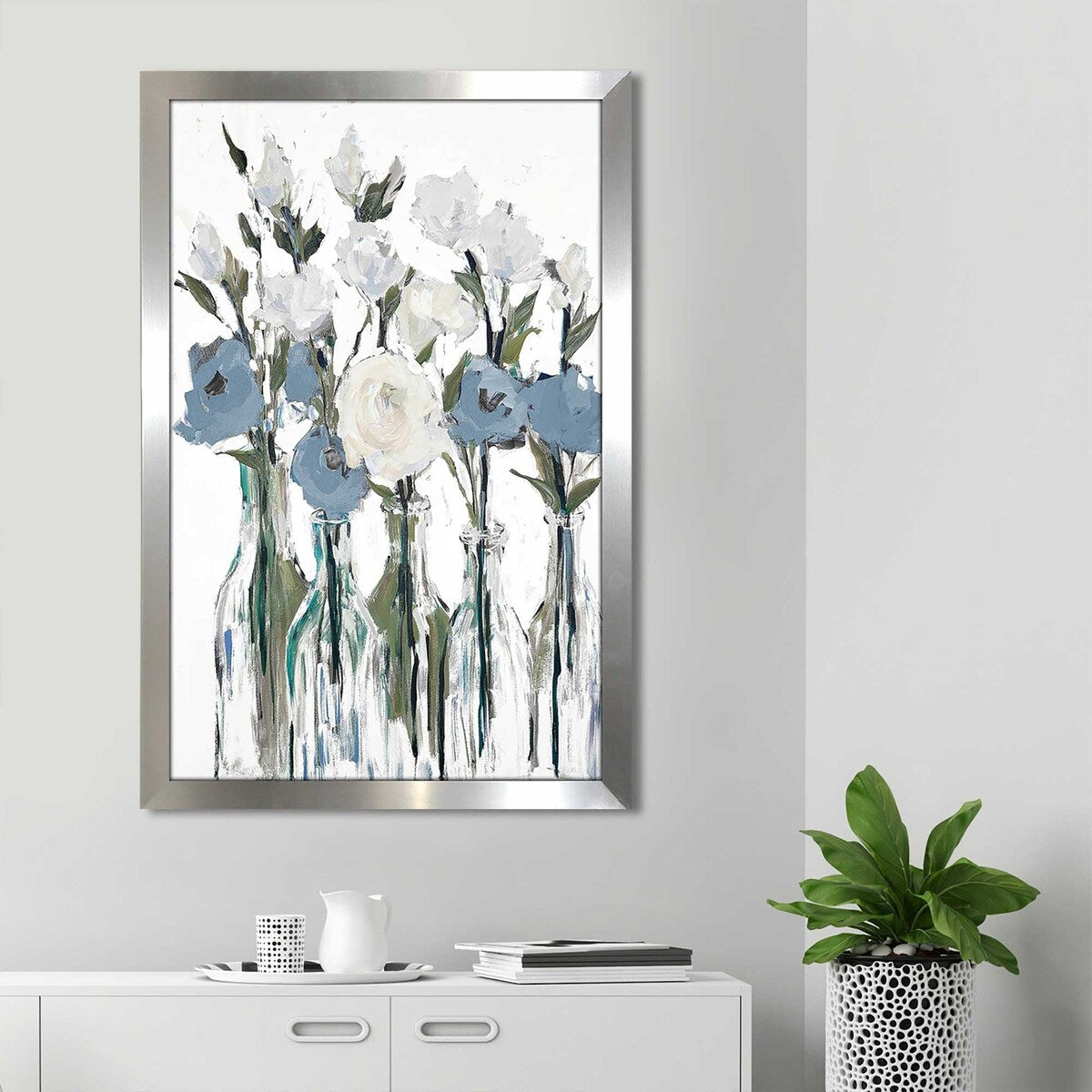 Romantic Blossoms Blue Floral Print Acrylic Wall Art - Perfect for Living Room, Bedroom, and Office Decor