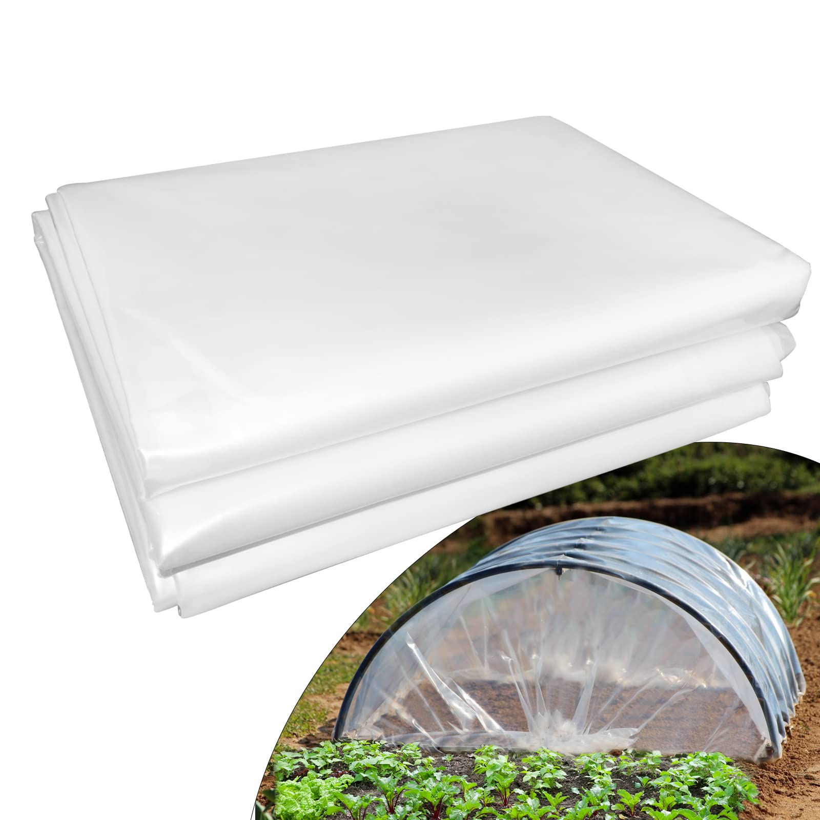 6 Mil Greenhouse Plastic Film Sheeting Cover 25 x 40 Ft - UV Resistant Clear Polyethylene Film for Greenhouses, Hoop Houses, and Farming - Durable Protection for Gardening, Agriculture, and Plant Growth