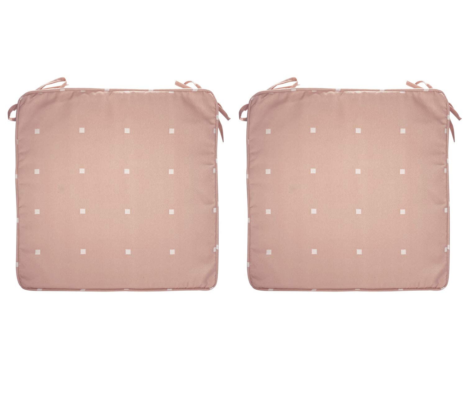 Fabritones 18x18 Inch Outdoor Chair Cushions Set of 2 - Pink Polka Dot Square Patio Seat Cushions for Garden, Deck, Poolside & Porch Furniture