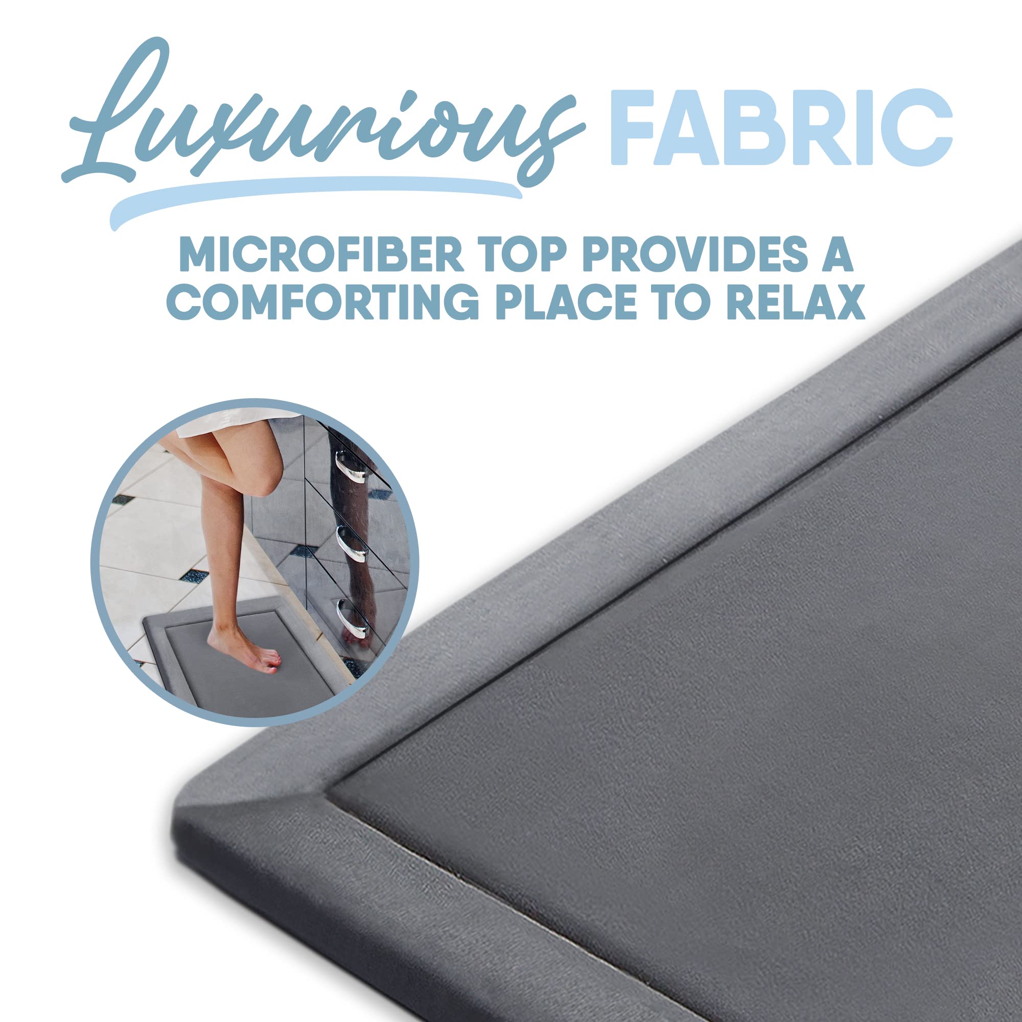 MICRODRY Memory Foam Area Rug - 2'x3' Dark Grey Non-Slip Microfiber Carpet with Built-in Pad for Living Room, Bedroom & Kids Room | Stain & Fade Resistant | Soft & Durable Floor Mat for Home Decor, Yoga & Play Areas