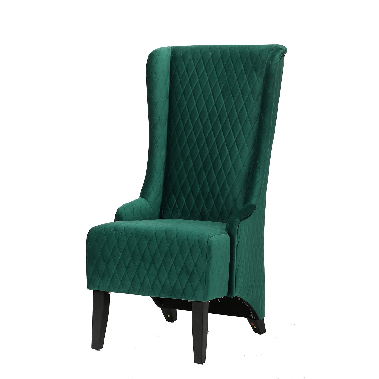 Luxury Velvet Upholstered Wingback Accent Chair - Modern Tufted High Back Living Room Chair with Solid Wood Legs, Green - Perfect for Home Office, Reading Nook & Lounge Decor