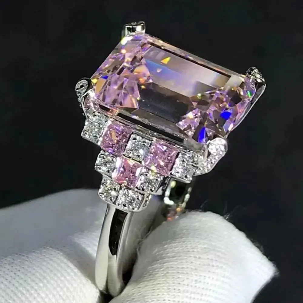 925 Sterling Silver Emerald Cut 5CT Vivid Yellow Moissanite Ring for Women - Synthetic Diamond Alternative, Elegant Jewelry Gift for Anniversary, Engagement & Special Occasions