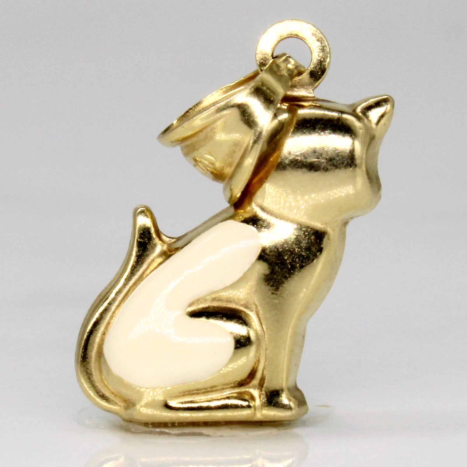 14k Yellow Gold & Enamel Cat Pendant Necklace - Elegant Handmade Jewelry Gift for Women, Cat Lovers - Perfect for Birthdays, Anniversaries & Everyday Wear