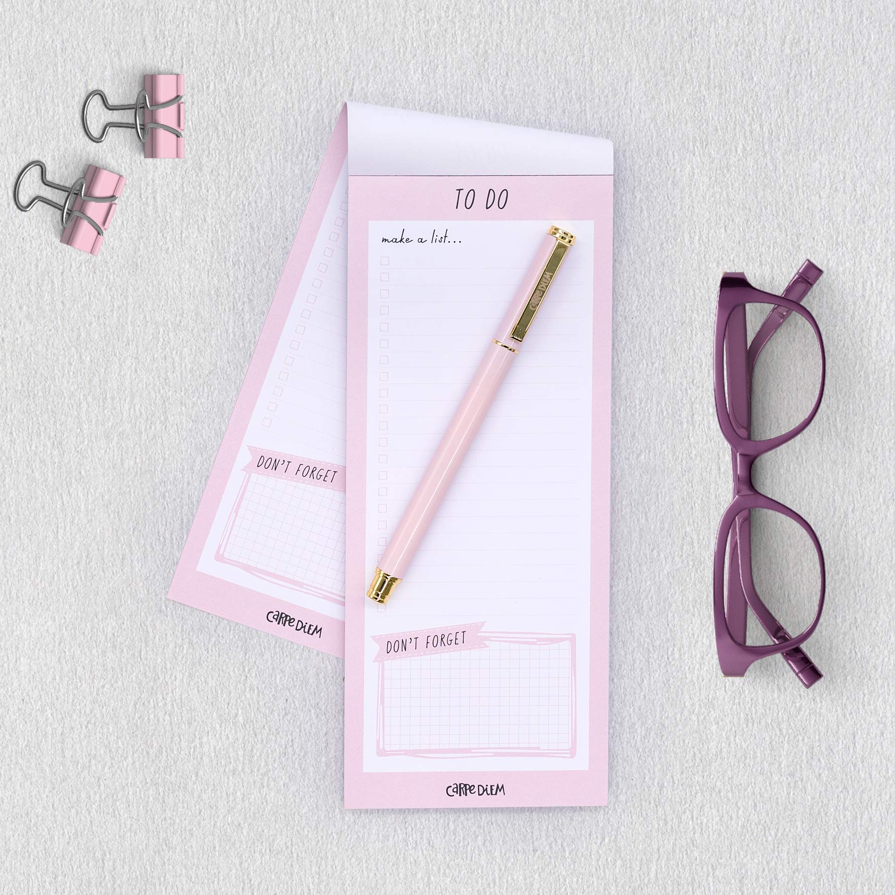 Pukka Pad Carpe Diem Magnetic To-Do List Memo Pad - 60 Sheets, 8.5 x 3.5 Inches, Ballerina Pink - Perfect for Grocery Lists, Shopping Lists, Office Tasks & Fridge Organization