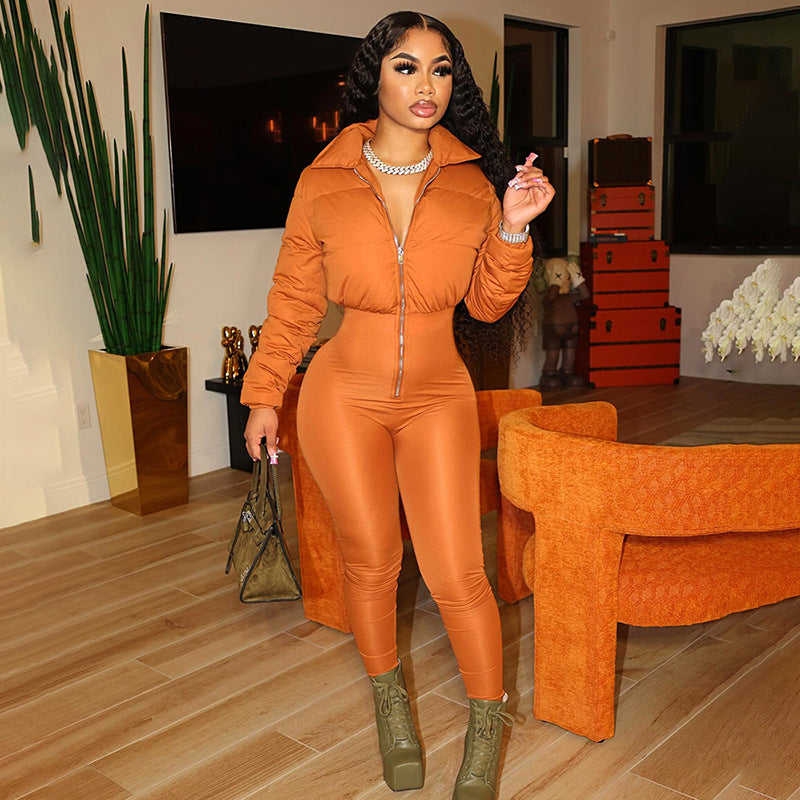 Stretch Tight Zipper Jumpsuit for Women - Comfortable & Stylish One-Piece Outfit for Work, Party & Night Out