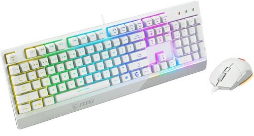 MSI VIGOR GK30 Mechanical Gaming Keyboard and Mouse Combo - Wired RGB Backlit Keyboard with Mouse for PC Gamers - Perfect for FPS, MOBA and Esports Gaming (White)
