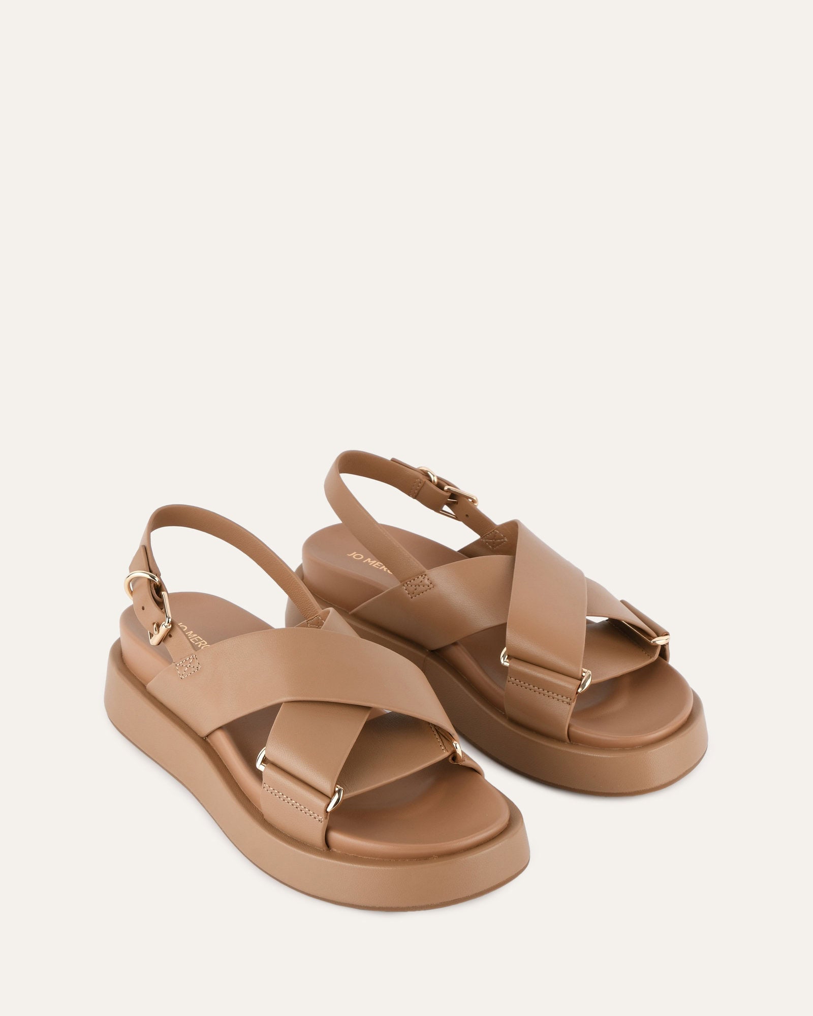 Marley Flat Sandals for Women - Genuine Tan Leather Comfortable Slides - Perfect for Beach, Vacation & Summer Outfits