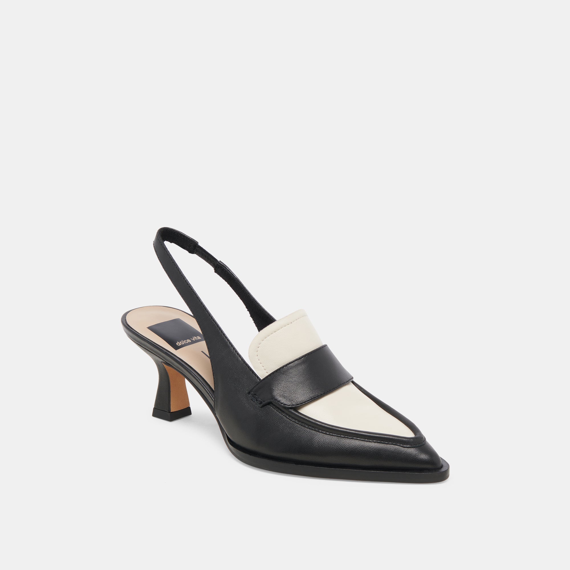 ADELE Women's Black & White Leather Heels - Stylish High Heel Pumps for Work, Party & Evening Wear | Comfortable Dress Shoes for Women