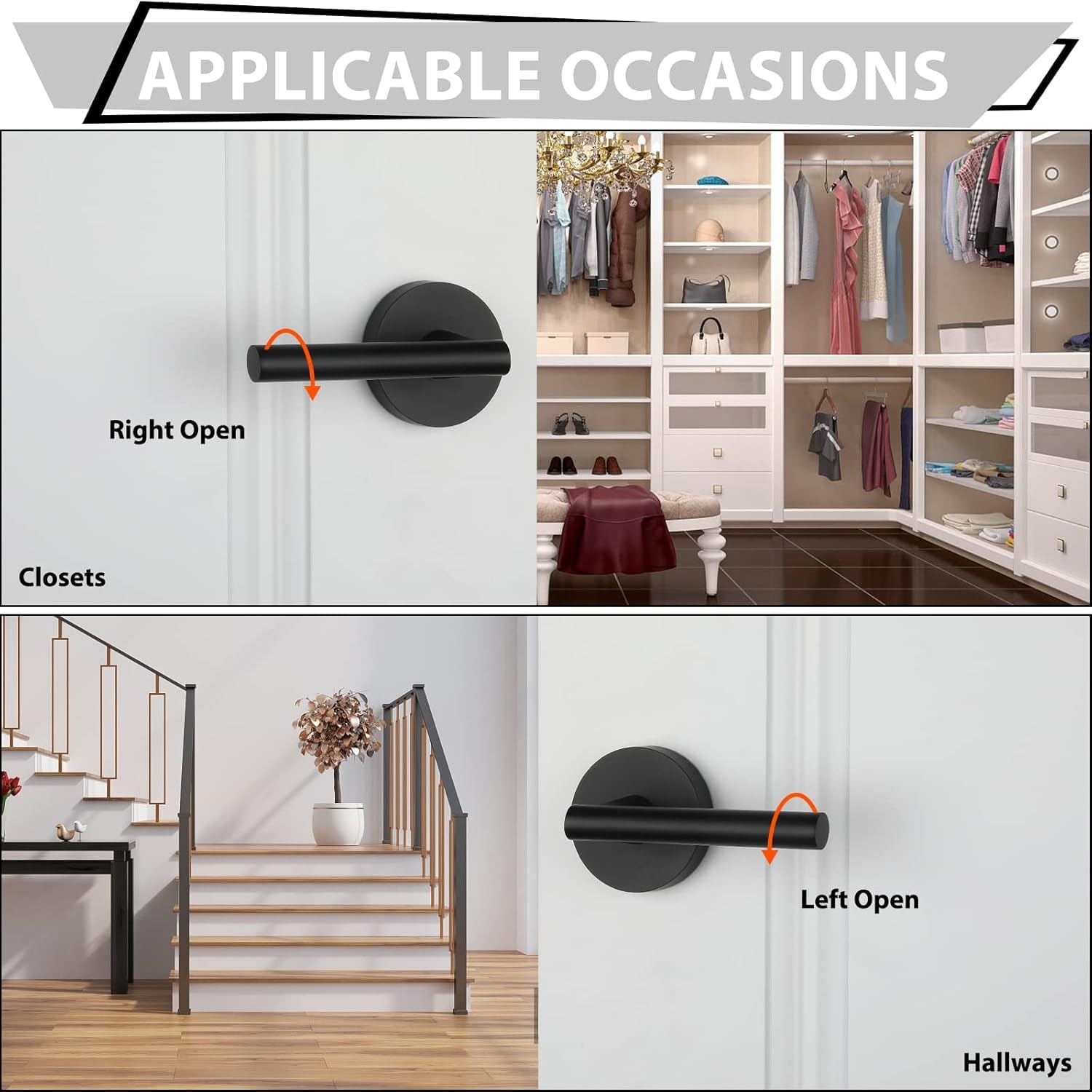 12 Pack Matte Black Passage Door Lever Set - Hall & Closet Door Handles for Hallways, Bedrooms, Laundry Rooms & Interior Doors - Durable & Stylish Hardware for Home & Office Use