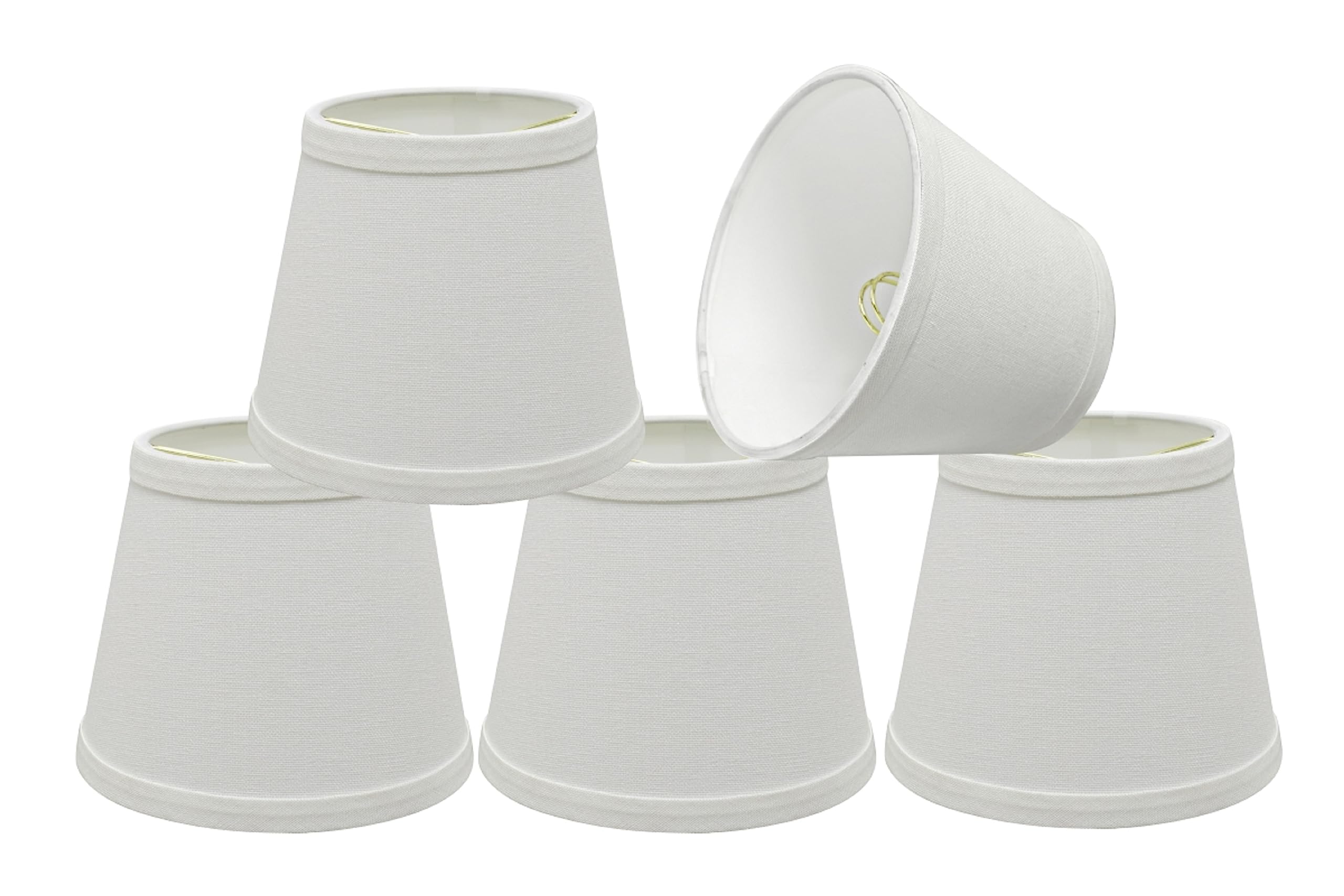 Aspen Creative 5-Pack Small Hardback Empire Chandelier Clip-On Lamp Shades - Transitional White Design (4