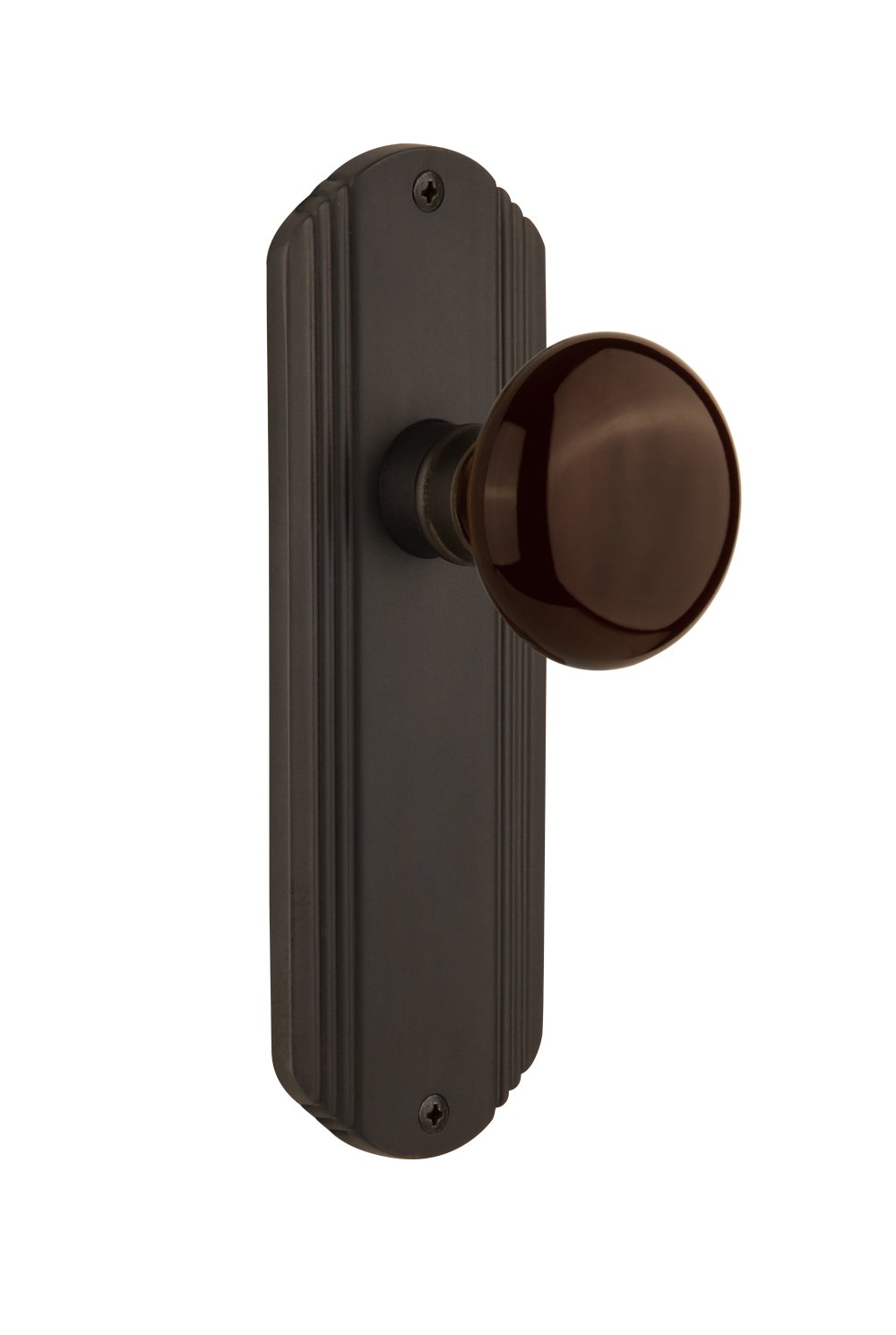 Vintage Brown Porcelain Knob Deco Plate - Single Dummy Door Plate in Oil-Rubbed Bronze Finish | Perfect for Farmhouse, Cottage & Retro Home Decor