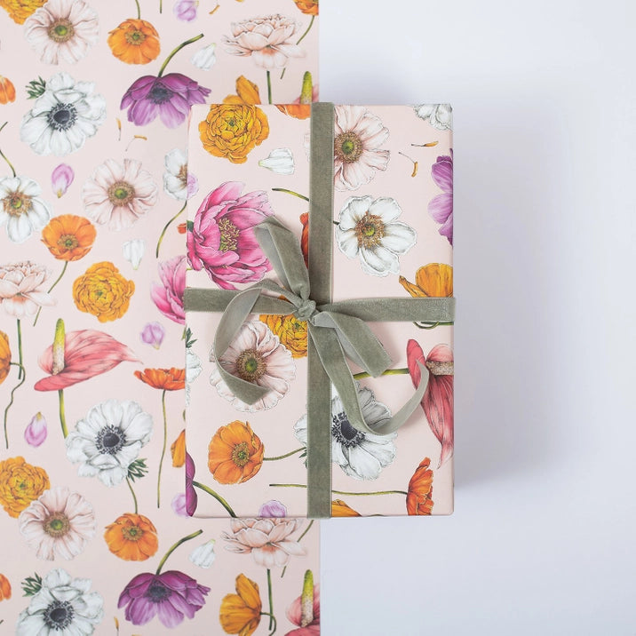 Floral Brights Pink Gift Wrap - Elegant Wrapping Paper for Birthdays, Weddings & Special Occasions