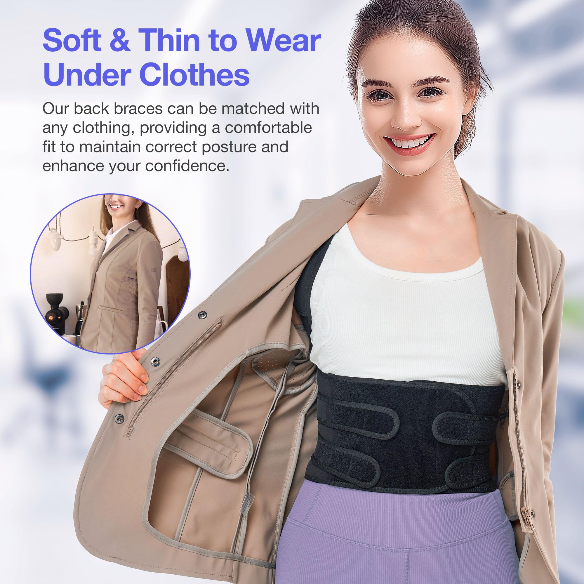 Posture Corrector for Women & Men - Adjustable Back Brace Support for Upper & Lower Back Pain Relief - Lumbar & Neck Shoulder Straightener - Improve Posture for Office, Driving & Daily Use