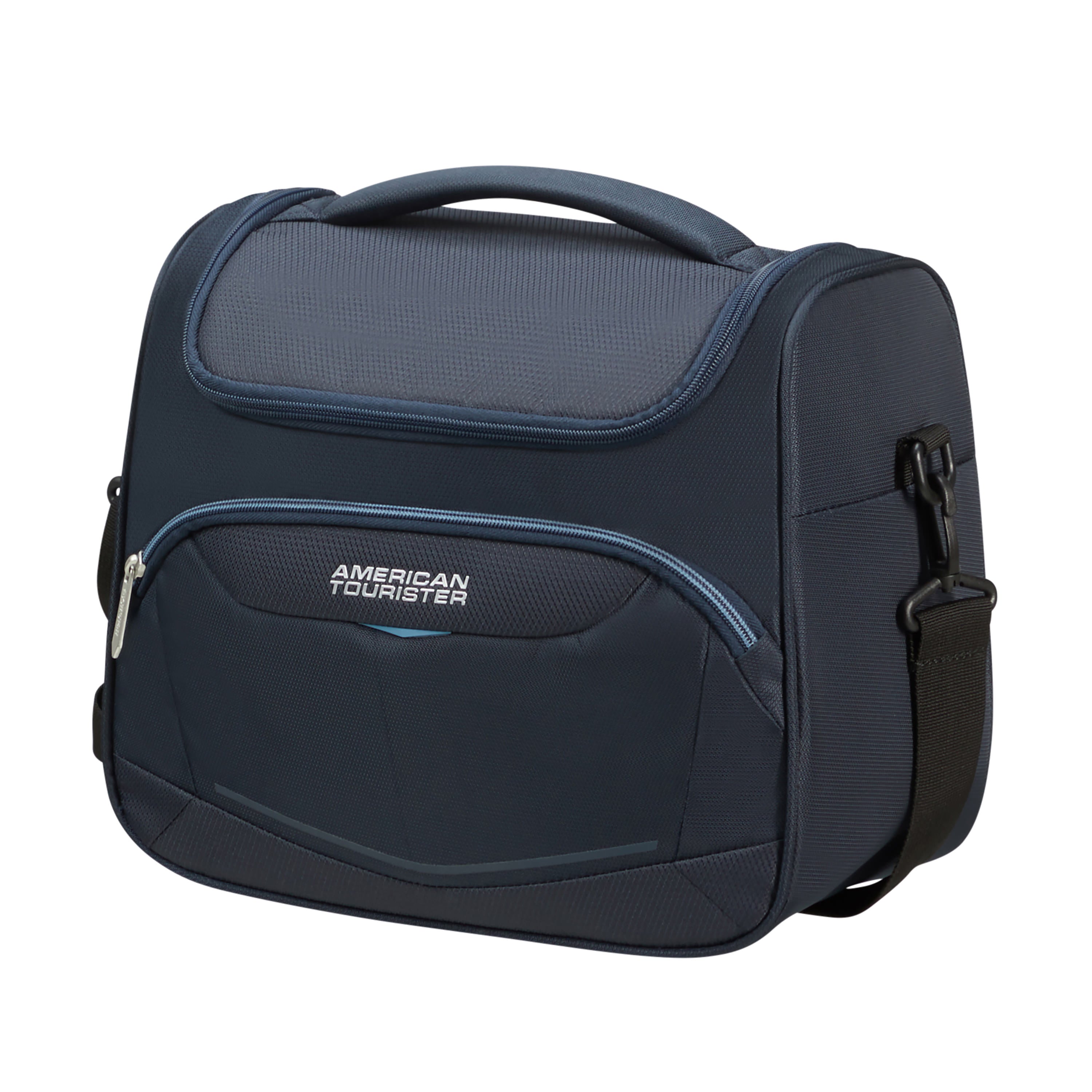American Tourister Summerride Large Toiletry Bag for Travel - Waterproof Cosmetic Makeup Organizer with Hanging Hook, Perfect for Vacation, Gym & Business Trips (Black)
