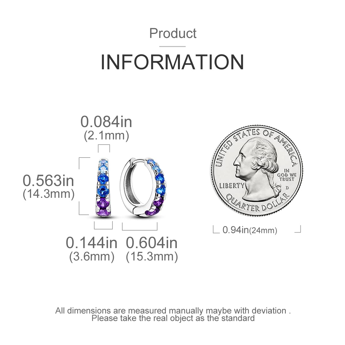 Sterling Silver Hoop Earrings for Women & Teens - Hypoallergenic Small Huggie Earrings with Sapphire & Multi Gemstones for Sensitive Ears | Perfect for Everyday Wear, Gifts & Special Occasions