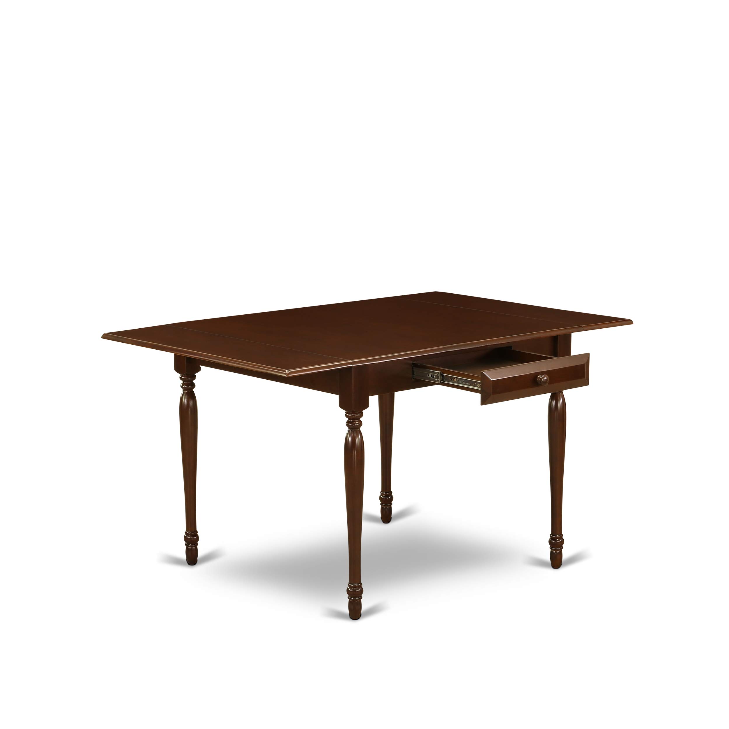 East West Furniture 5-Piece Mahogany Dining Set with Drop-Leaf Table & 4 Chairs - 36x54 Inch Rectangle Kitchen Table Set for Small Spaces - Perfect for Breakfast Nooks, Apartments, and Cozy Family Dinners