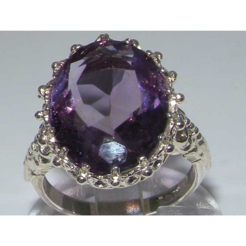925 Sterling Silver Genuine Amethyst Women's Ring - Elegant Stackable Band for Everyday Wear, Gift & Special Occasions