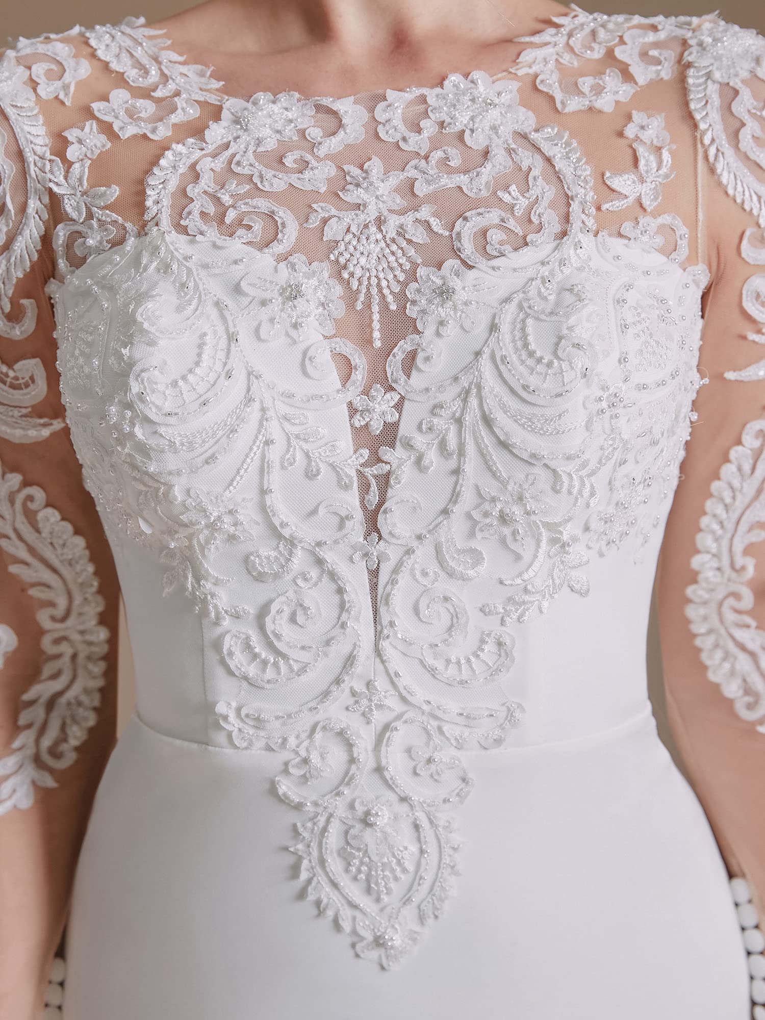 Elegant Beach Wedding Dresses for Bride - Lace Applique Evening Gown & Ball Gown - Perfect for Beach Ceremonies, Destination Weddings & Romantic Photos