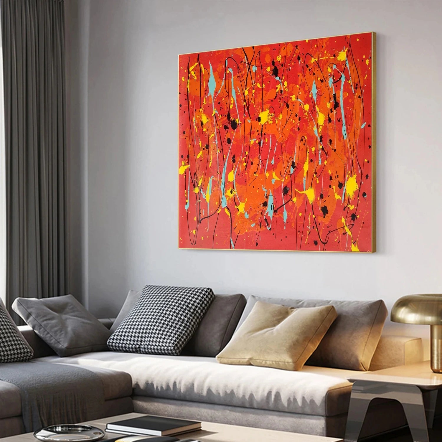 Pollock Art #JP011 - Abstract Expressionist Painting for Home & Office Decor | Modern Wall Art for Living Room, Bedroom, or Office