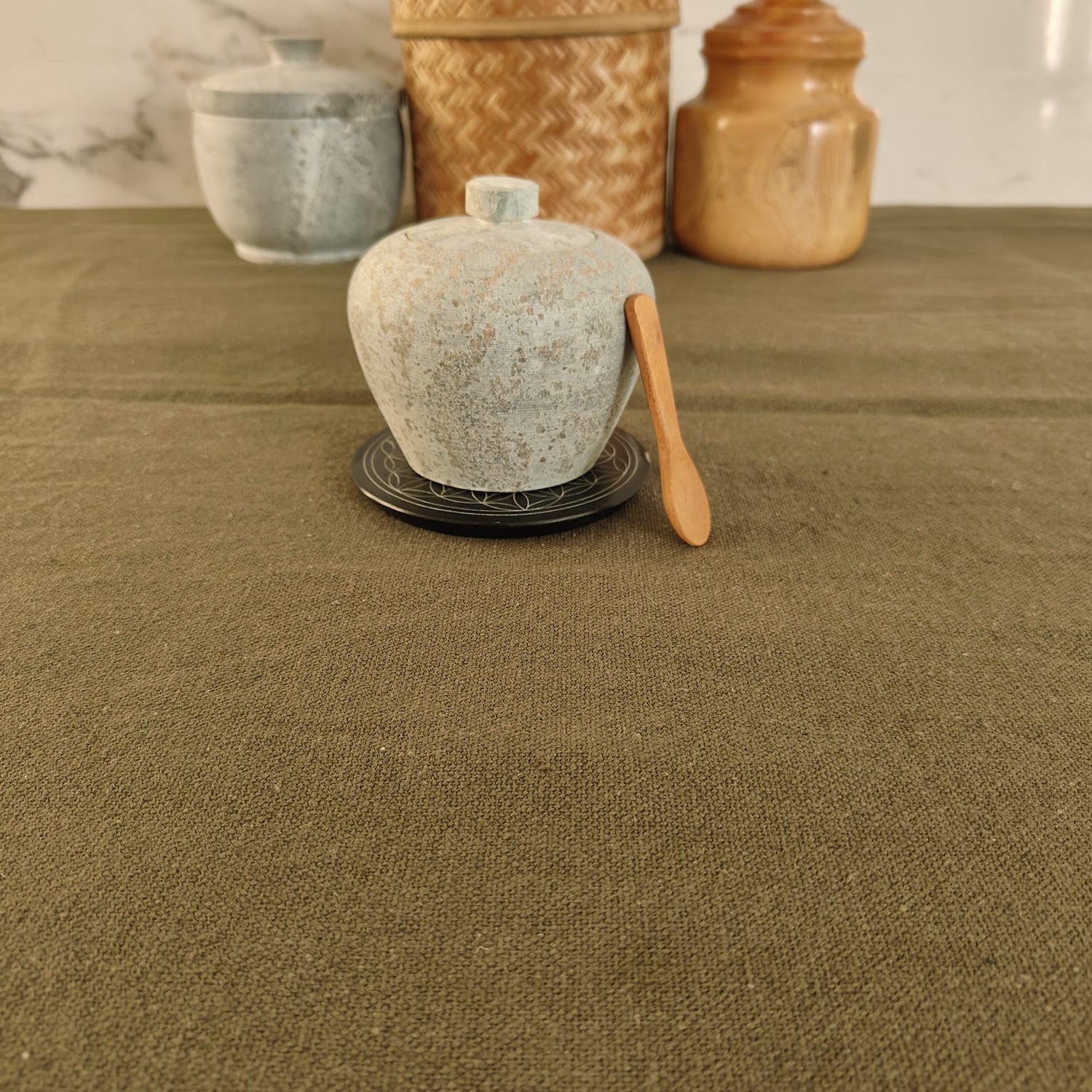 Premium Soapstone Salt and Pepper Grinder Set - Natural Stone Spice Containers for Kitchen, Dining Table, and Restaurant Use