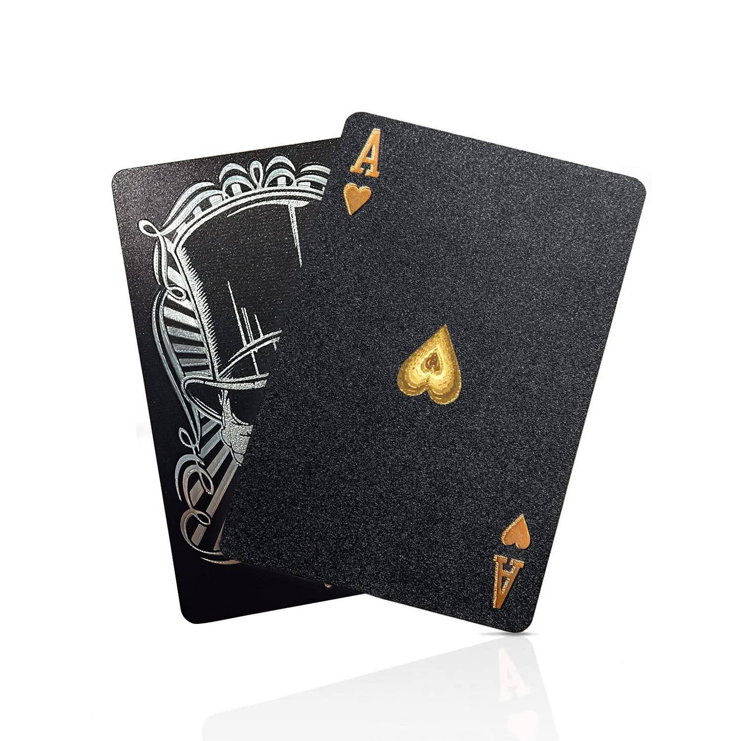 BIERDORF Premium Diamond Waterproof Black Playing Cards - HD Poker Deck with Silver Skull Design - Perfect for Magic Tricks, Poker Nights & Casino Games