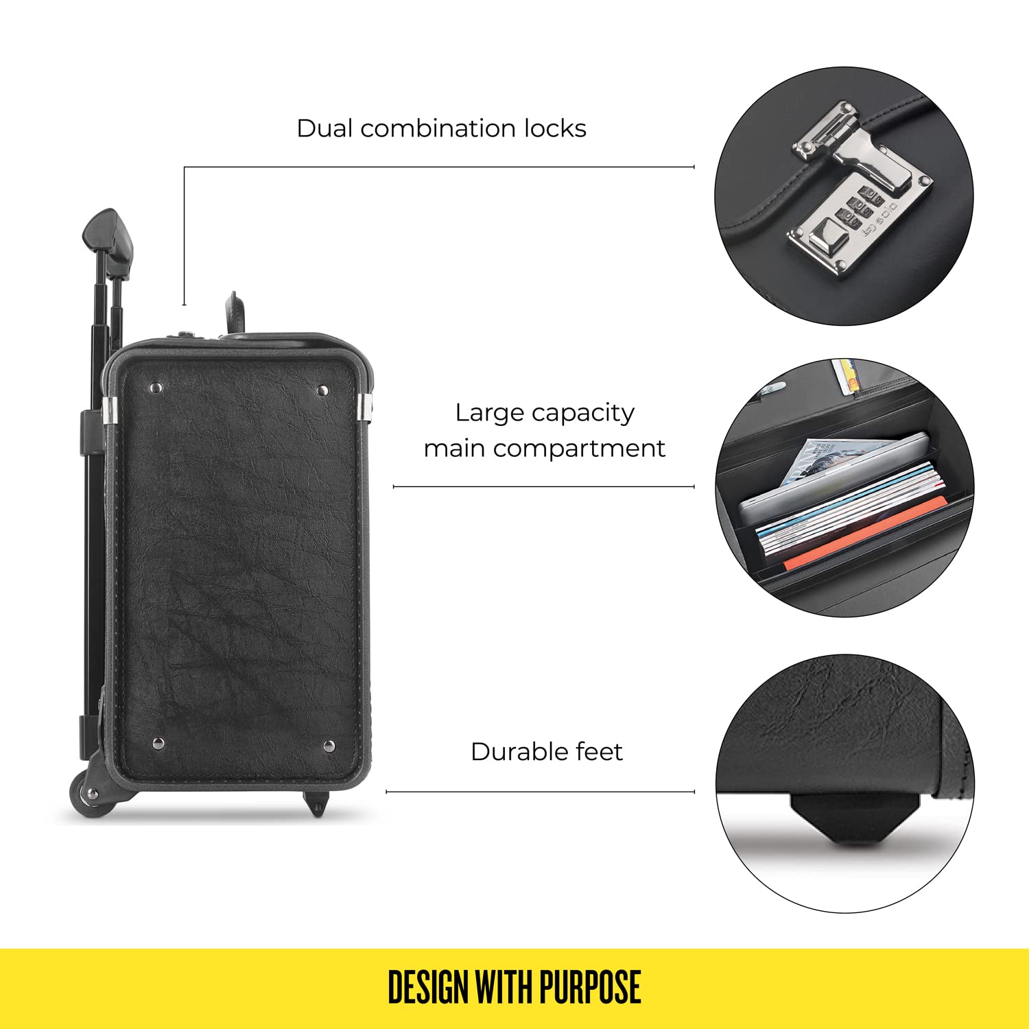 Solo Lincoln Hard-Sided Rolling Catalog Case - Black | Durable Business Travel & Document Storage | Perfect for Office, Trade Shows & Business Trips