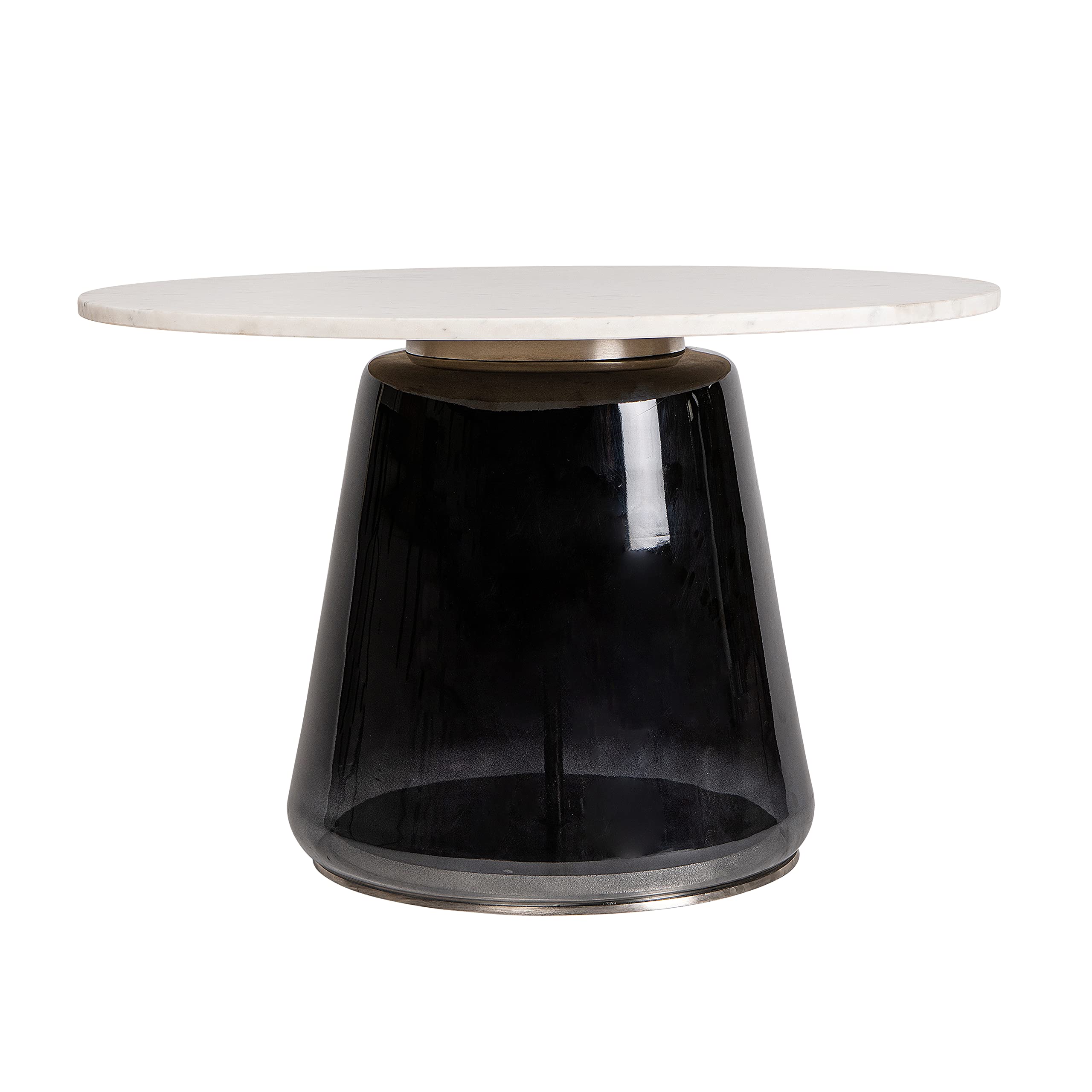 Modern Round Glass Marble Top Console Table - Sagebrook Home Accent Furniture for Living Room, Bedroom & Office - 19