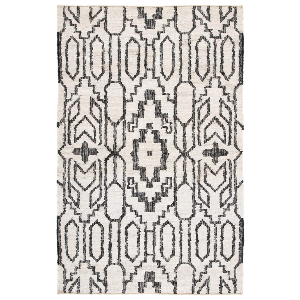 Premium SAFAVIEH Natural Fiber 6' Square Ivory/Black NFB750A Flatweave Jute Area Rug - Soft & Durable for Living Room, Dining Room, Bedroom & Home Decor