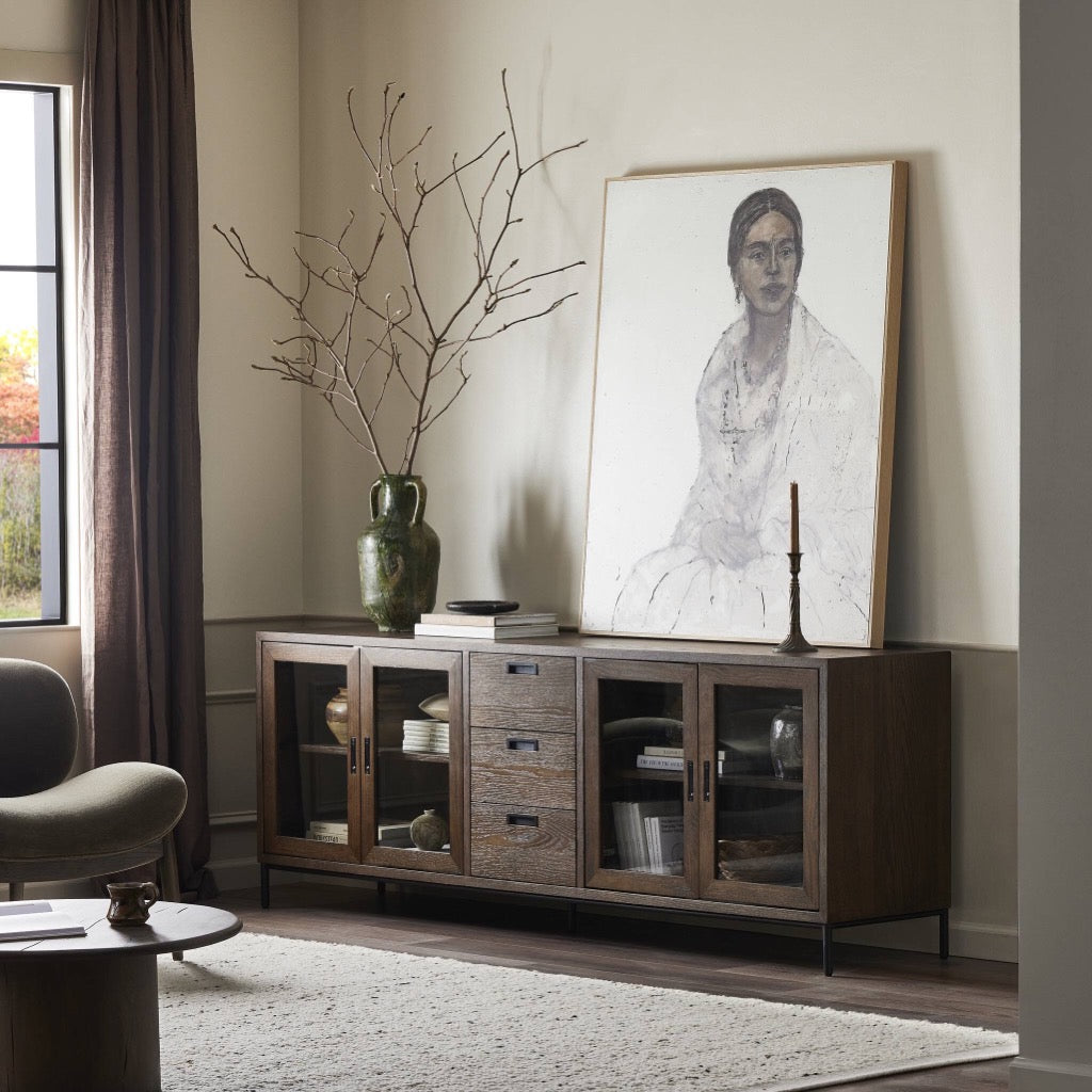 Lancaster Sideboard - Drifted Oak Finish - Modern Buffet Cabinet for Dining Room & Living Room Storage