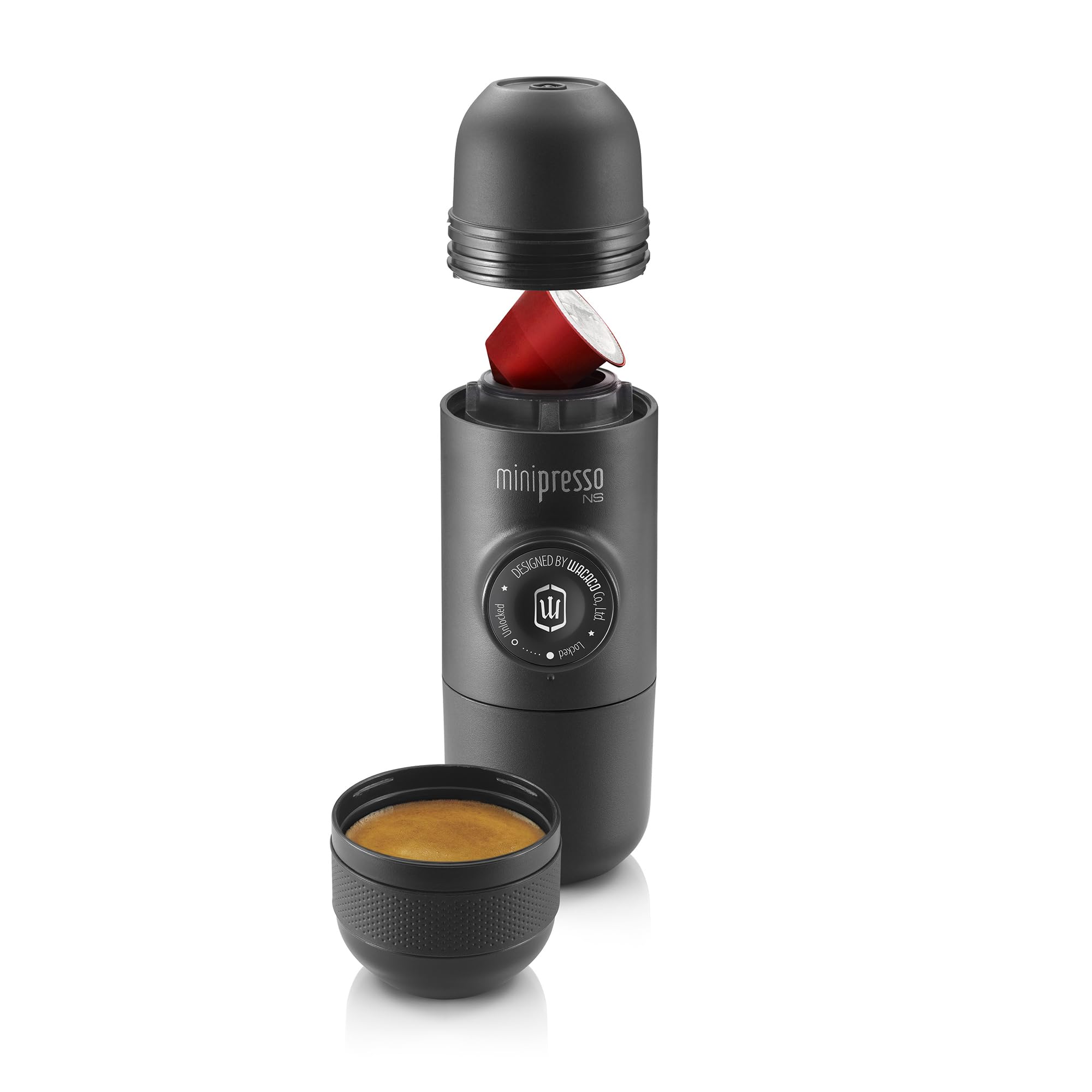 WACACO Minipresso NS Portable Espresso Machine - Compatible with Nespresso® Capsules & Pods - Hand Pump Manual Coffee Maker for Travel, Camping, Office & Outdoor Adventures