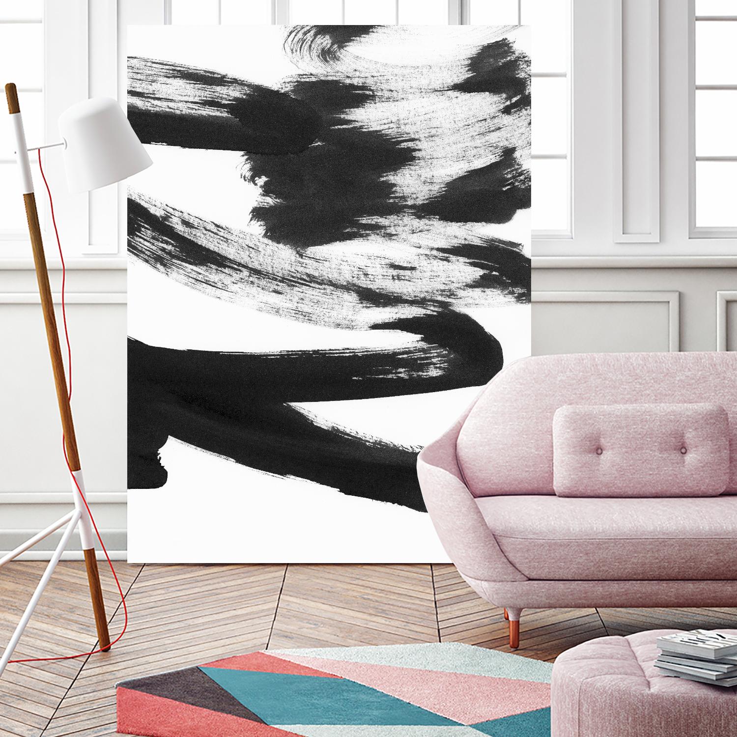 Black and White Strokes 5 - Modern Abstract Wall Art Painting for Home & Office Decor | Perfect for Living Room, Bedroom, or Workspace