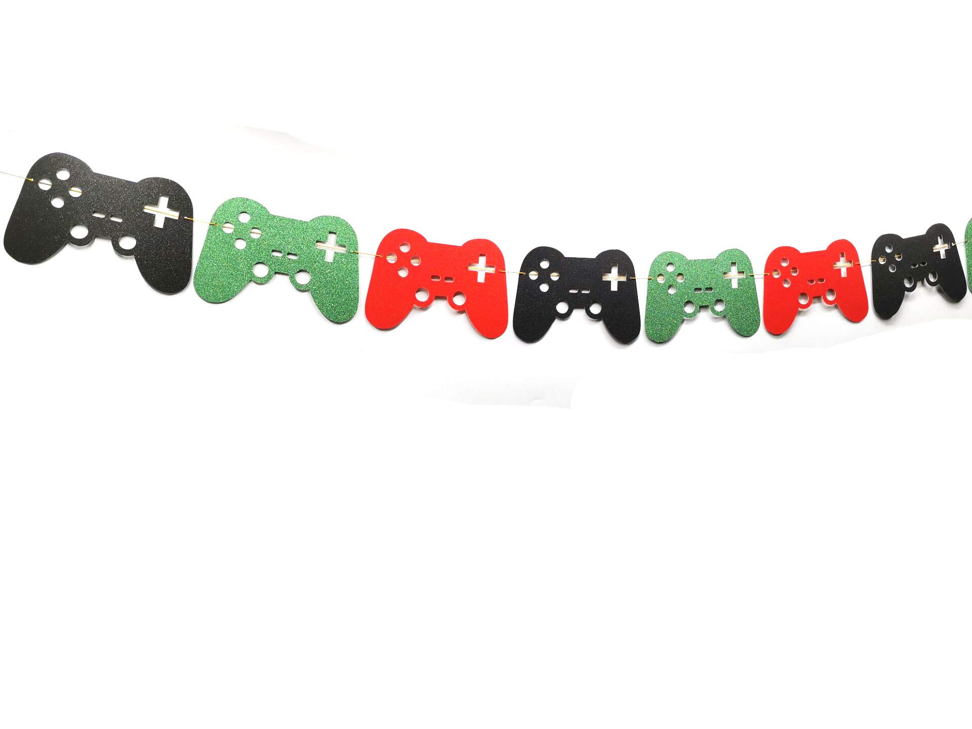 Video Game Controller Banner Garland - Green Red Black - Perfect for Video Game Party Decorations, Birthday Celebrations & Level Up Themed Events - Ideal for Gaming Rooms, Streamer Backdrops & Esports Tournaments