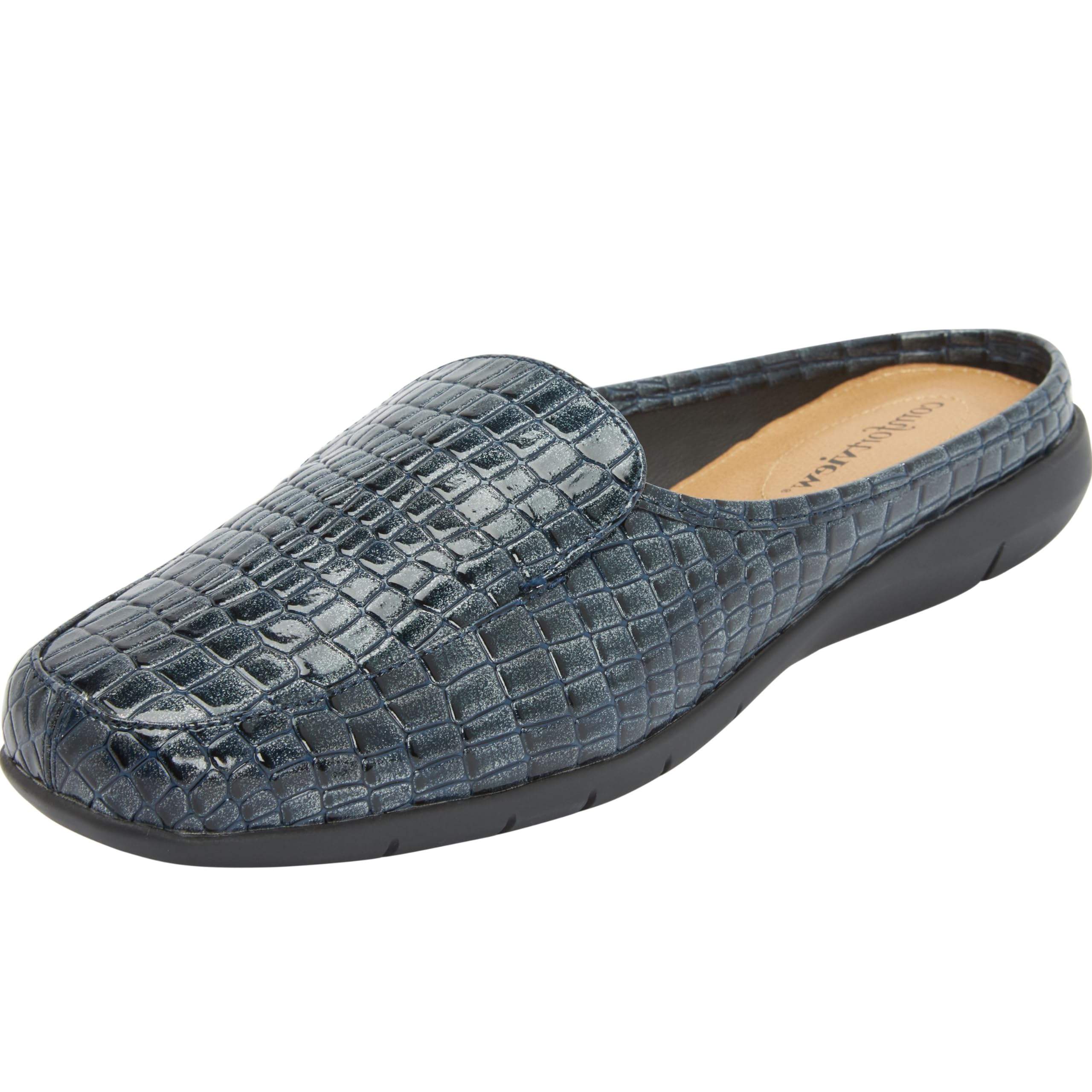 Comfortview Women's Wide Width The Estelle Mule - Slip-On House Shoes for Relaxing at Home, Office & Travel