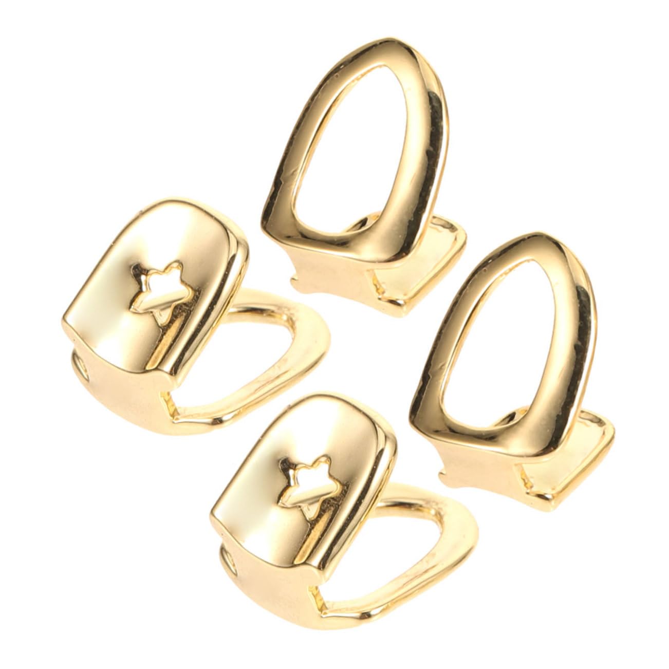 Totority 4pcs Copper Metal Teeth Grills Set - Lightweight Shiny Rapper Grillz for Hip Hop Parties, Concerts & Special Events - Perfect for Rappers, Performers & Fashion Accessories