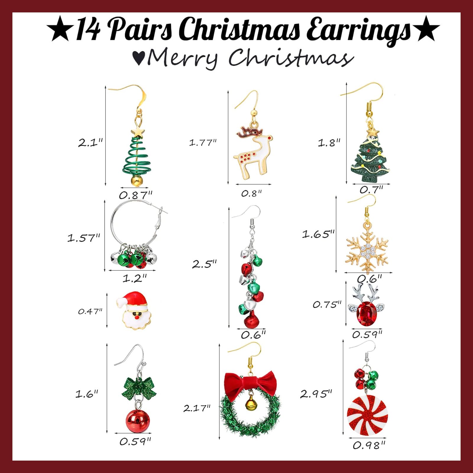 Festive Christmas Earrings for Women - Elegant Dangle Earrings with Tree, Jingle Bell, Reindeer & Snowflake Designs - Perfect Stocking Stuffers & Holiday Gifts for Parties, Office Celebrations & Family Gatherings