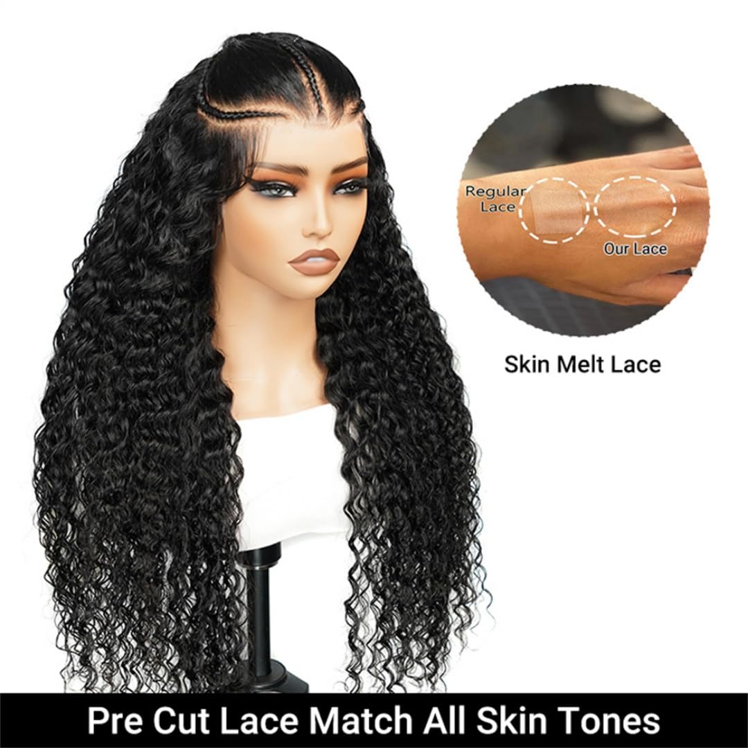 Wiggins Pre Braided Glueless Water Wave Lace Front Wig - 20 Inch Human Hair with 13x4 Lace for Black Women | Pre Plucked & Pre Cut | Perfect for Daily Wear, Parties & Special Occasions