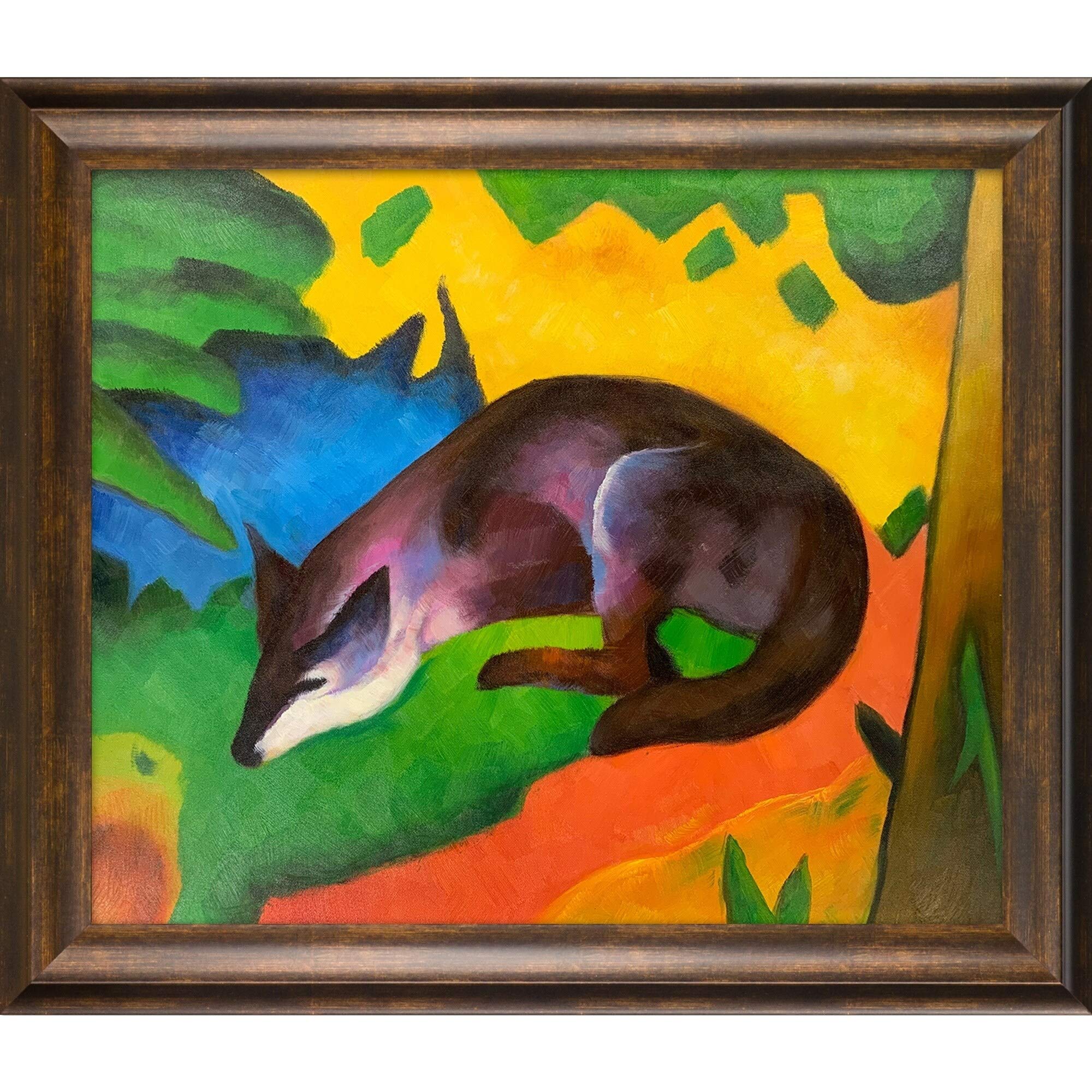 La Pastiche FM7208-FR-20430420X24 Hand-Painted Vintage Oil Painting Reproduction - Blue Black Fox with Modena Frame (29