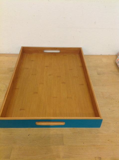 14x20 Turquoise Bamboo Serving Tray - Eco-Friendly & Stylish for Parties, Dining, and Home Decor