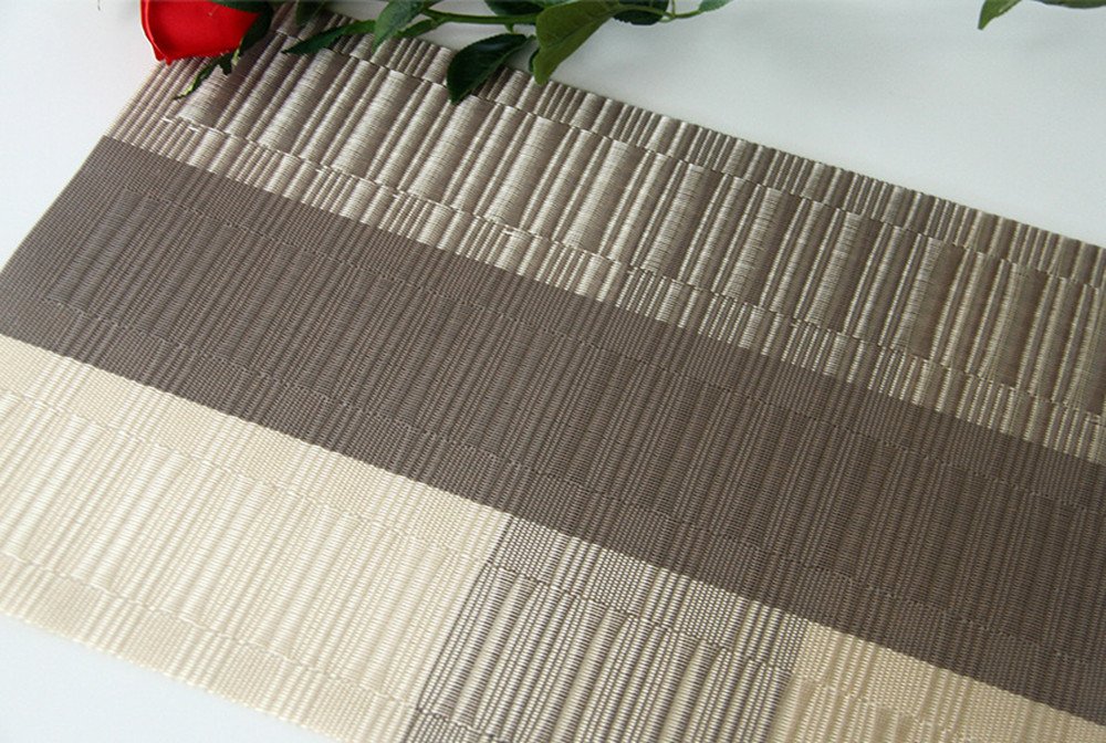 Premium PVC Woven Vinyl Placemats Set of 4 - Heat-Resistant, Non-Slip Table Mats for Dining, Kitchen, and Party Decor (Golden) - Elegant & Durable Table Protection for Everyday Meals and Special Occasions