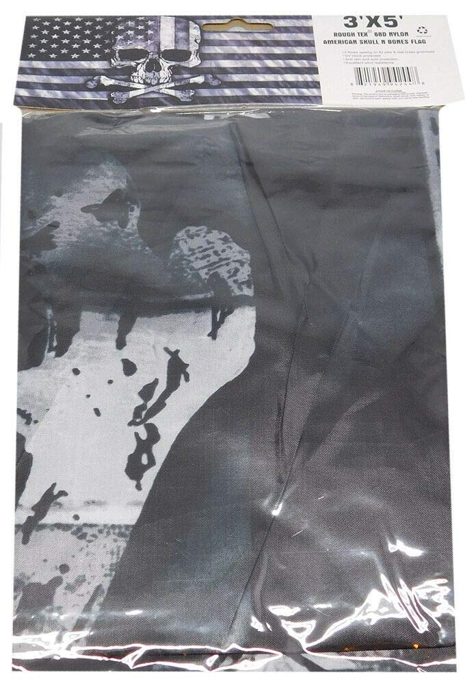 Ant Enterprises American Skull & Bones Black & Grey 3x5 Feet Woven Poly Nylon 68D Flag Banner - Patriotic Decor for Home, Garden & Outdoor Events