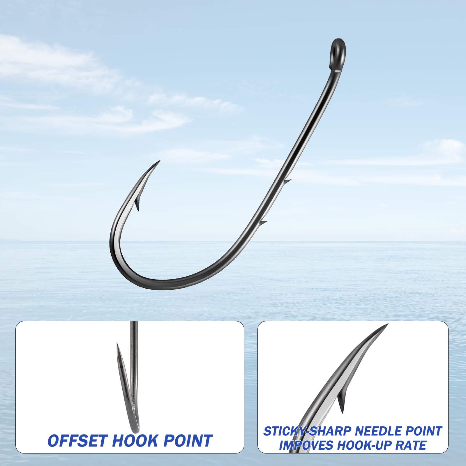 Dr.Fish 100 Pack Baitholder Fishing Hooks - Freshwater & Saltwater Hooks with Down Eye & Offset Design for Walleye, Trout, Crappie, Panfish, Bluegill - Perfect for Lake, River, and Ocean Fishing Trips