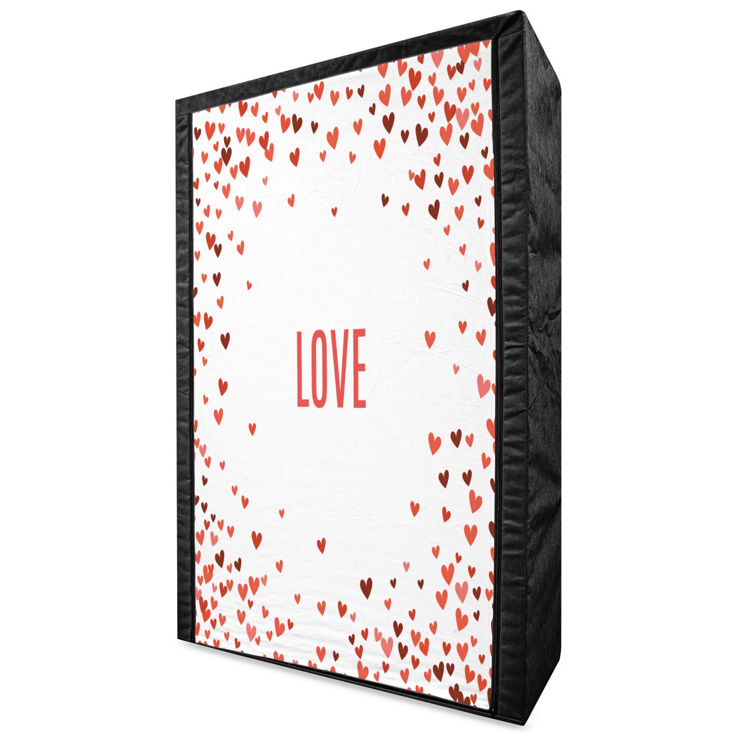 Ambesonne Love Portable Fabric Wardrobe - Romantic Hearts Design Clothing Organizer with Shelves, 42.5 Inch Burgundy & White - Perfect for Bedroom, Closet Storage & Small Space Organization